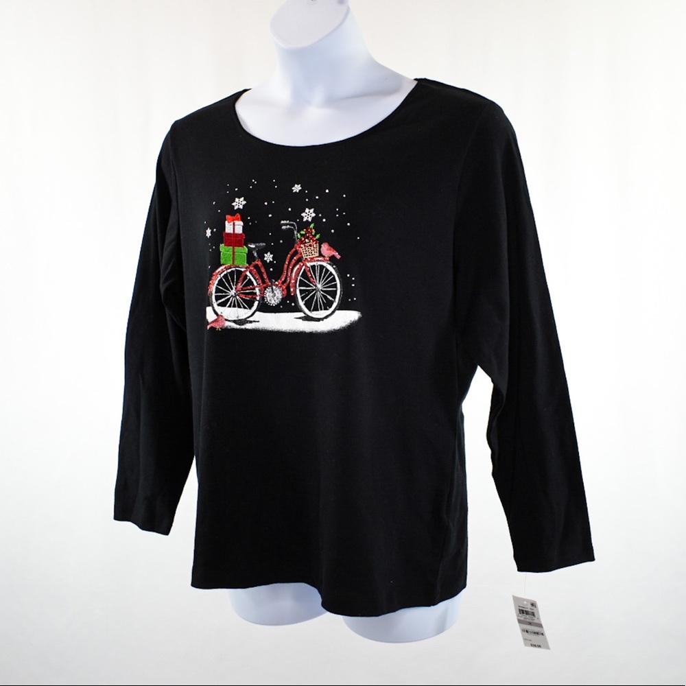 Karen Scott Long Sleeve Christmas Bike Top